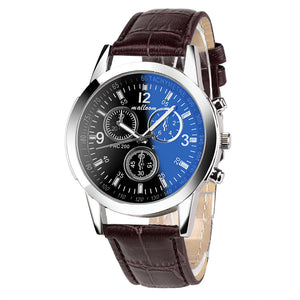 Malloom Men's Roman Numerals Blue Ray Glass Watch