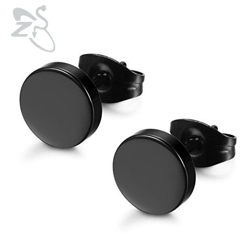 Stainless Steel Unisex Black Ear Stud Earrings