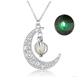 Fashion Women's Stone Shine Moon Charm Luminous Necklace