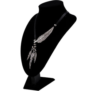 Vintage Alloy Feather Statement Necklace Women