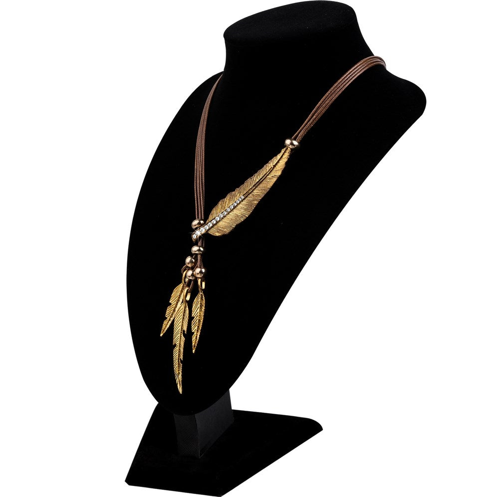 Vintage Alloy Feather Statement Necklace Women